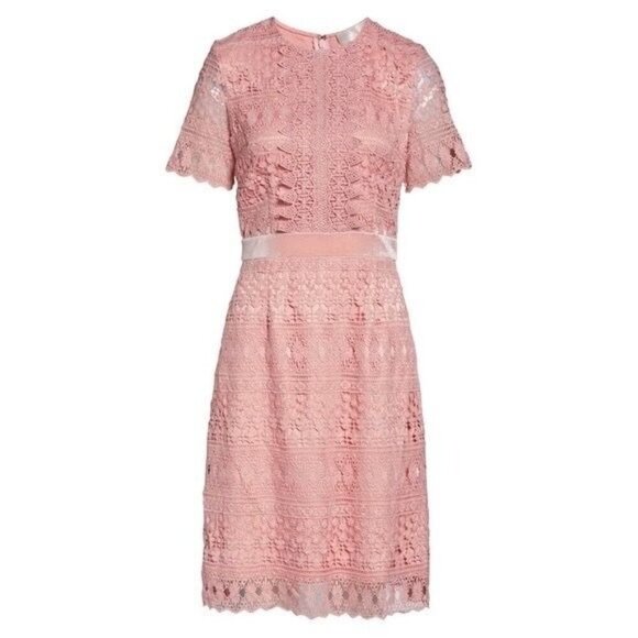 Rachel Parcell Pink Bride Lace Crochet Dress Womens M Coquette Legally Blonde‎ - Picture 1 of 15